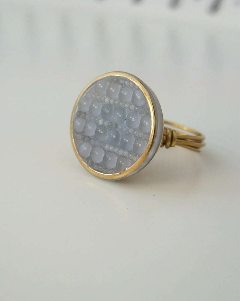 Image of "I Dream of Oregon" antique glass button ring