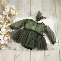 Image 2 of Newborn girls body-dress - green