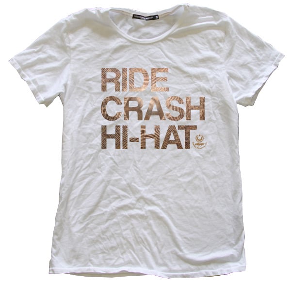 Image of Agop "Ride Crash Hi-Hat" Tee - White