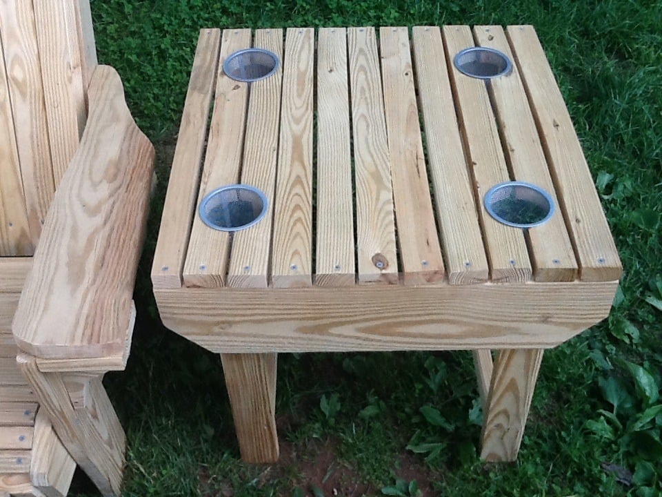 outdoor side table with cup holder