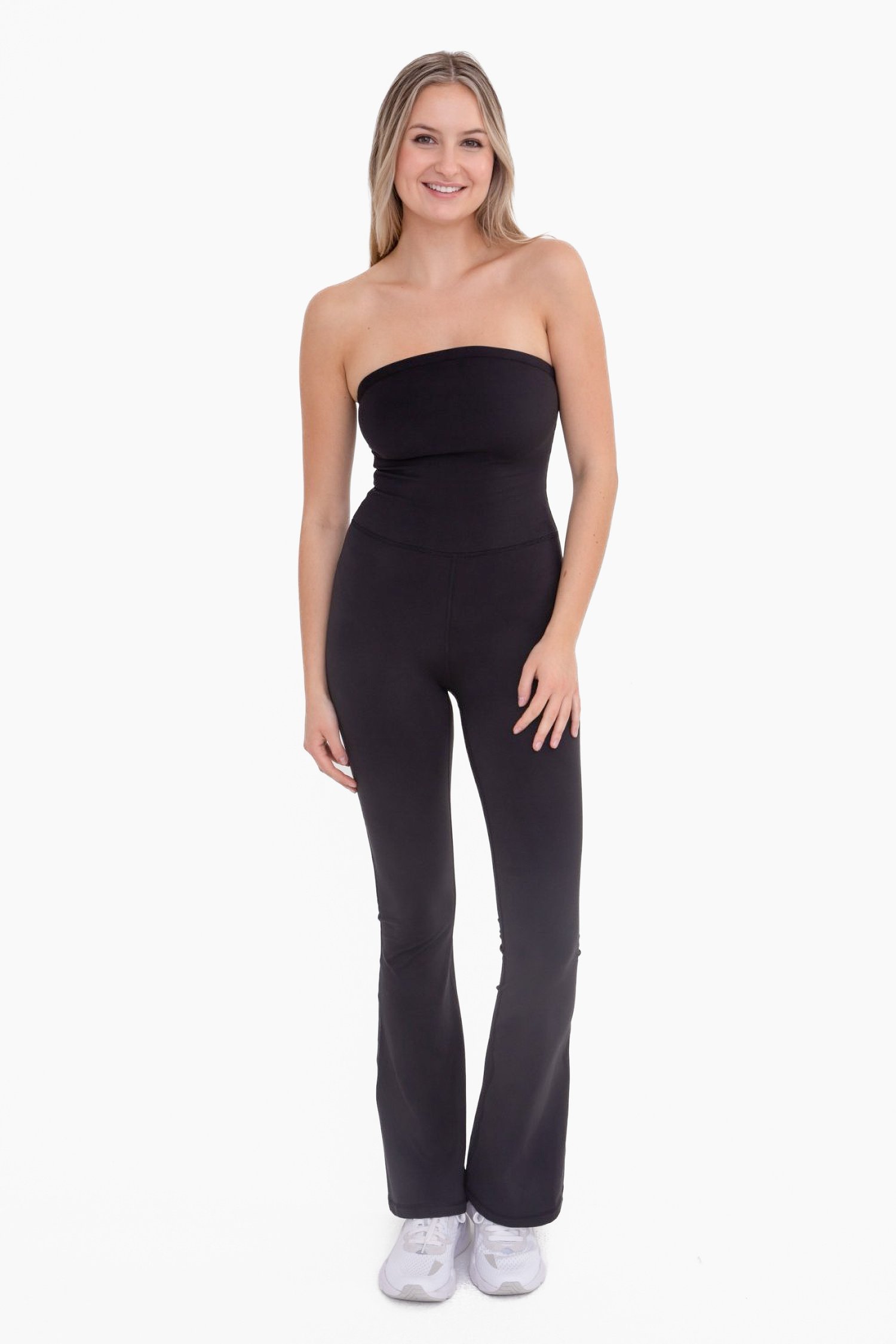 Image of Strapless Flared Jumpsuit 