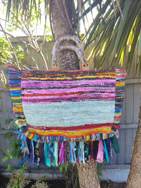 Image 4 of Frill Shopper with Bamboo Handles- stunning!! pink