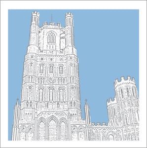 Image of Ely Cathedral Cards Front View - 4 Colours