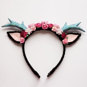 Image of Black Floral Deer Headband