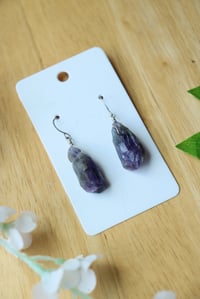 Image 2 of Raw Amethyst Sterling Silver Earrings