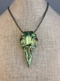 Image 13 of Matalic Green Raven Skull Pendant