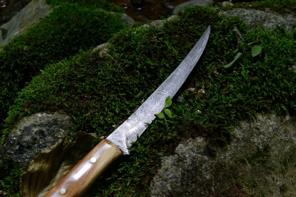 Image of Hand Forged Damascus Bird and Trout Fillet Knife
