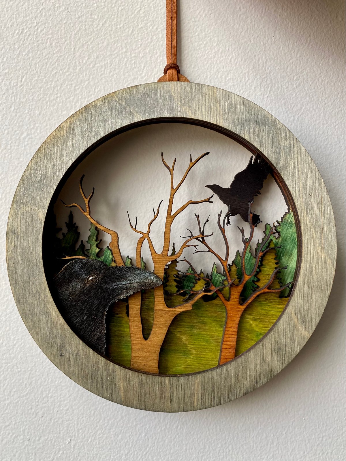 Image of Layered Wood Nature Scenes - Ravens