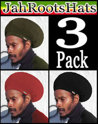 Image 1 of Jah Roots Stretch Hat 3 Pack (Olive, Red, & Black)