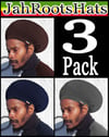 Jah Roots Stretch Hats 3 Pack (Brown, Navy, & Gray)