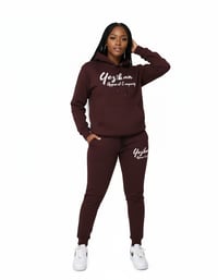 Image 2 of YAC  Maroon Signature Print  Pullover Jogger Suit