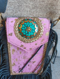 Image 2 of Fur Baby Mobile Bag purple with turquoise stone 