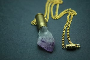 Image of Gold Amethyst Bullet Necklace 