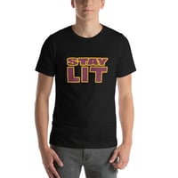 Image 1 of STAY LIT BURGUNDY/GOLD Short-Sleeve Unisex T-Shirt