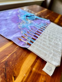 Image 6 of Handmade Canvas Brush Holder Amethyst Geode Print with Lemurian Crystals