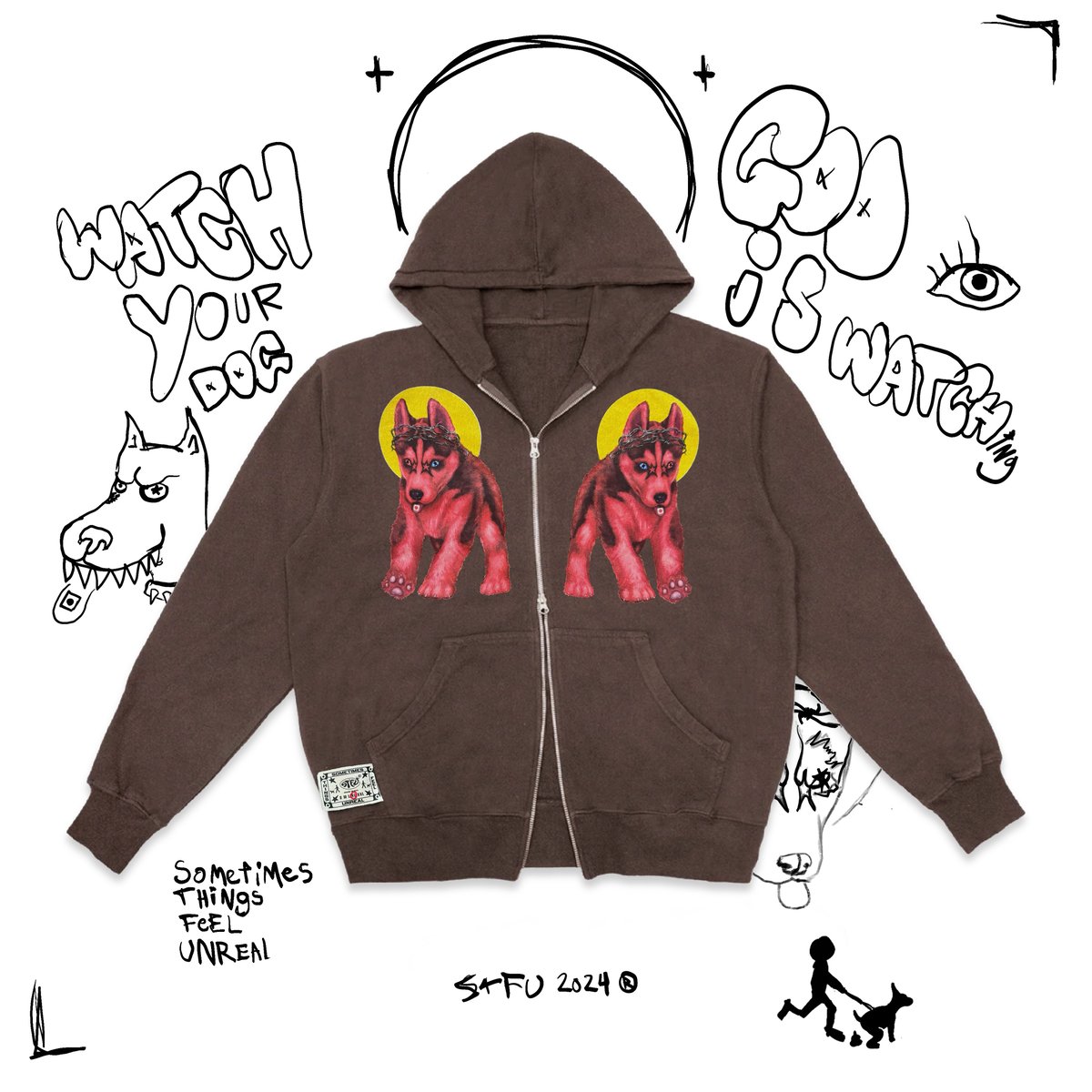 Image of Watch your doG Double zipper Hoodie