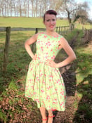 Image of 1950s garden party dress green