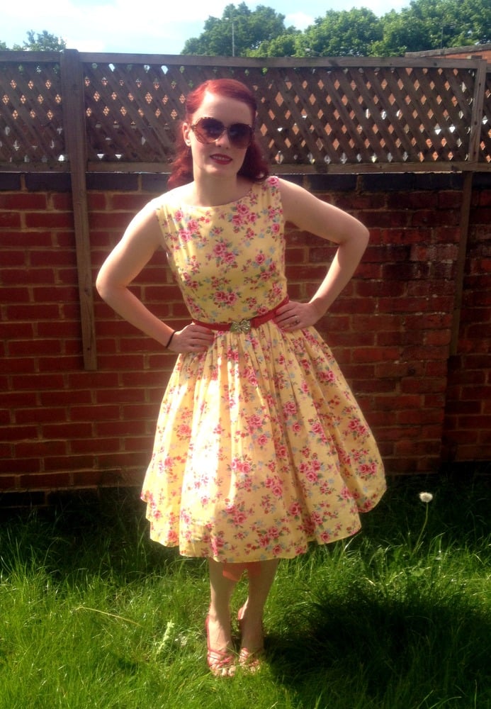 Vintage inspired clothing by Beatrice Winter — 1950s garden party dress in  yellow