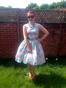 Image of 1950s garden party dress sky blue