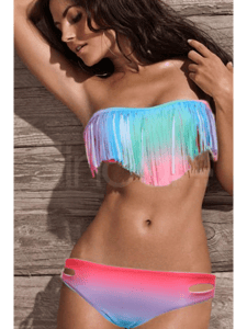 Image of Hot Sexy Rainbow Fringe Bikini Swimwear