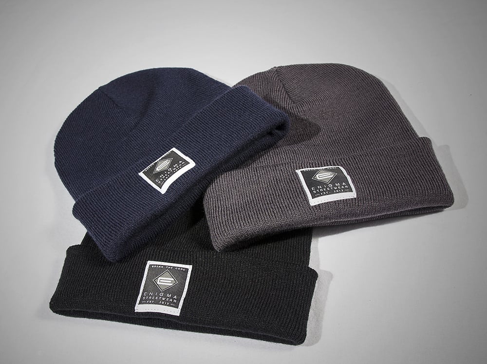 Image of ENIGMA : BEANIE [BLACK / FRENCH NAVY / GRAPHITE GREY] 