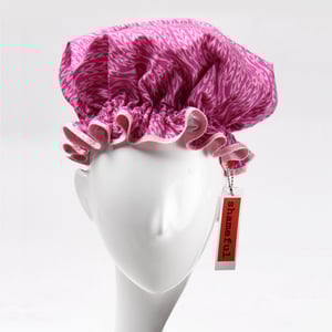 Image of Showercap pink with swirly stripes - regular and big sizes