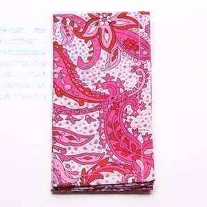 Image of Handkerchief - pale grey with hot pink paisley
