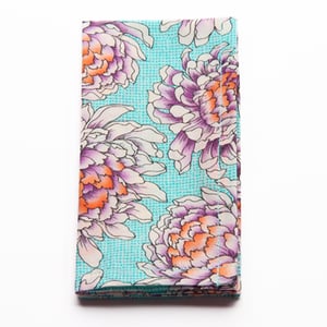 Image of Handkerchief - pale aqua with large flowers