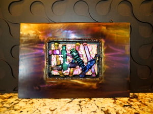 Image of DICHROIC GLASS AND STEEL WALL ART