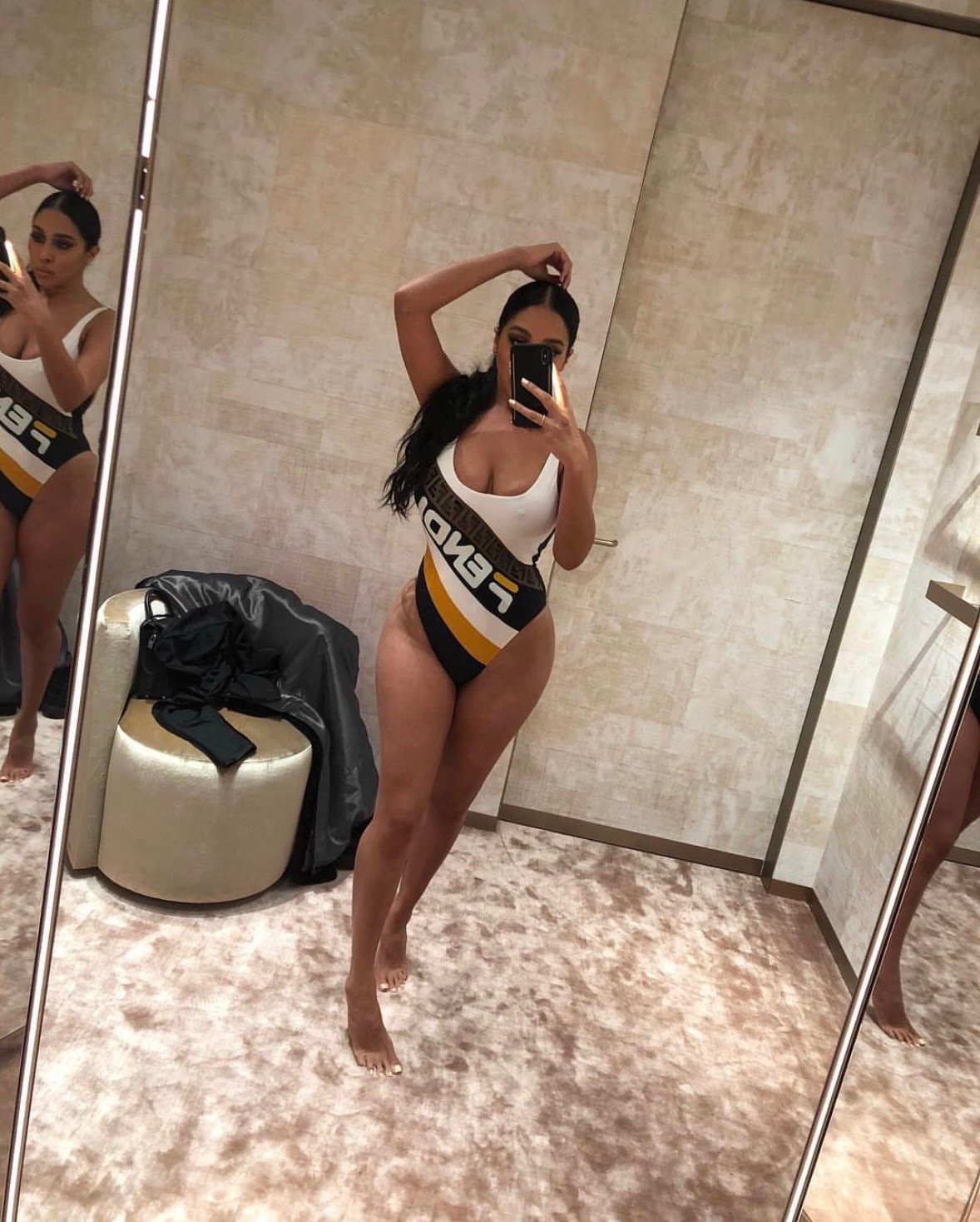 Image of FENDI X FILA ONE PIECE LYCRA SWIMSUIT ( )