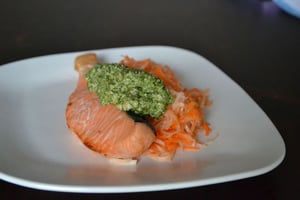 Image of Oven-baked Salmon with Coriander & Lime Pesto