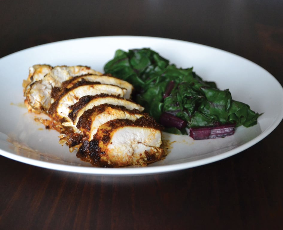 Image of Cajun Chicken with Raosted Kohlrabi & Sauteed Silverbeet