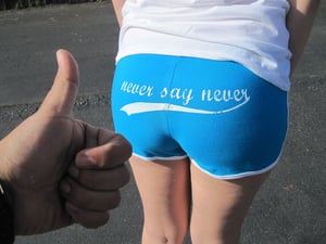 Image of "Never Say Never" Girls' Track Shorts