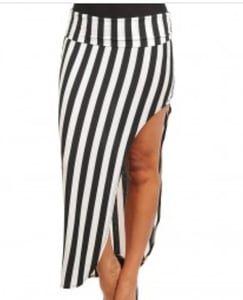 Image of Asymmetric Stripe Skirt  