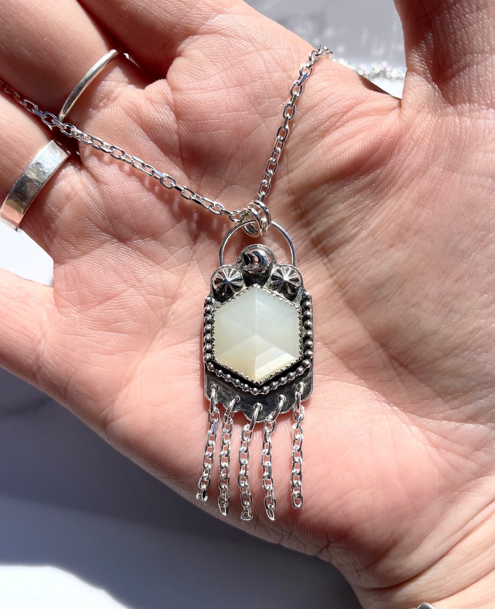 Handmade Sterling Silver White Moonstone Pendant