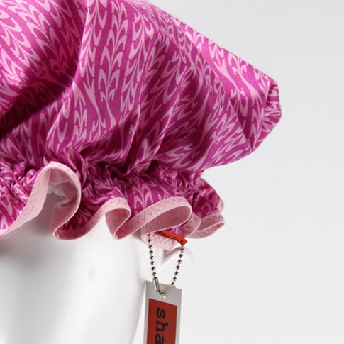 Image of Showercap pink with swirly stripes - regular and big sizes