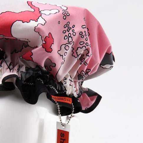 Image of Showercap white pink black and grey abstract - regular and big sizes