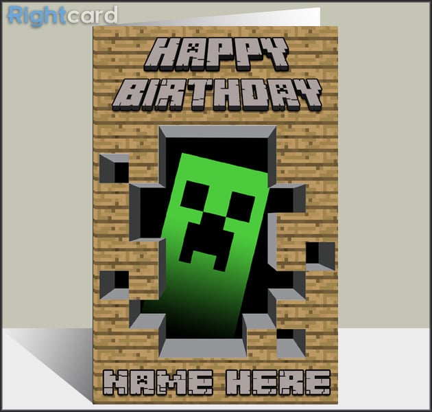 Rightcard Custom Minecraft Creeper Inspired Birthday Card