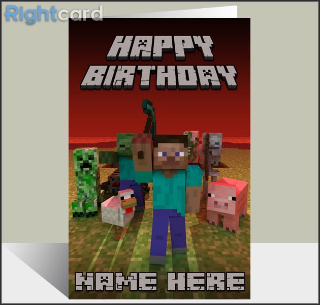 Rightcard Custom Minecraft Inspired Birthday Card