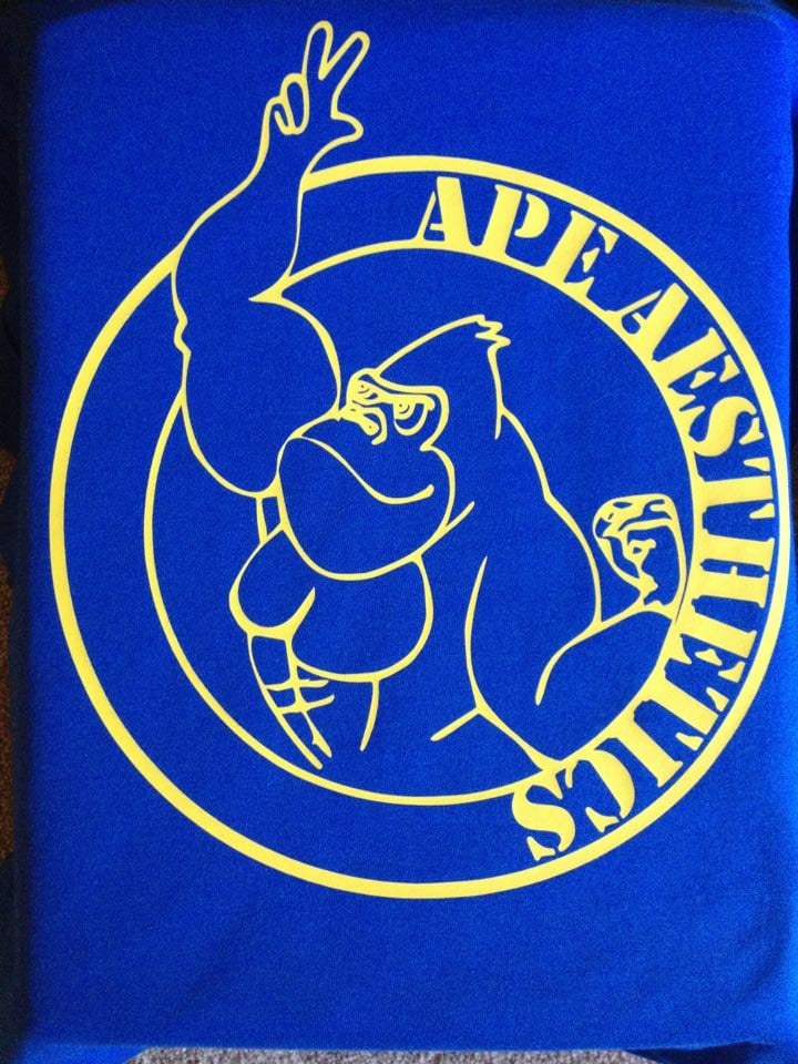 Image of Royal Blue 'Ape Aesthetics' T-Shirt Yellow APE