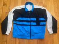 Image 1 of Vintage Blue Black Nylon Track Jacket (XL)