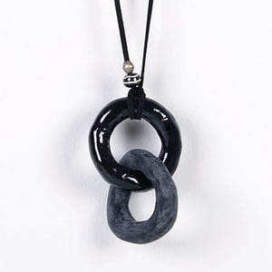 Image of Glossy / Matte Black Rings Necklace