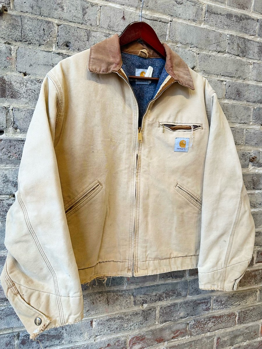Image of 90’s Vintage “CARHARTT” Faded Tan Detroit Work Jacket, SIZE: LARGE