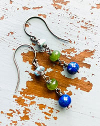 Image 2 of Golden Hills turquoise and lapis earrings