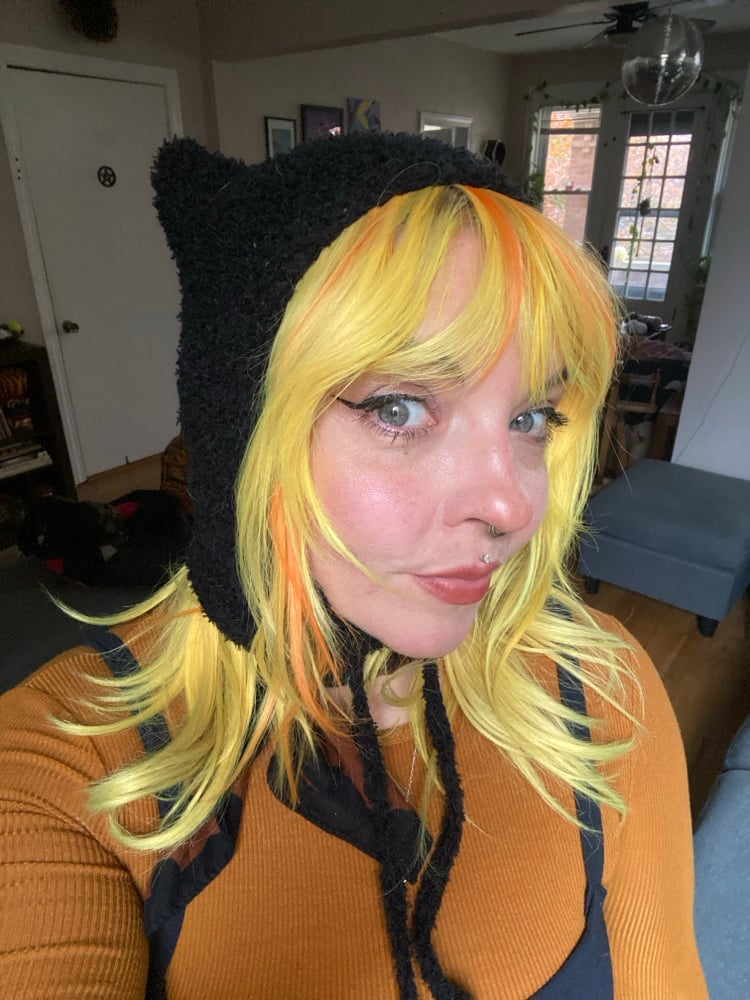 Image of Crochet black cat hat