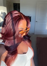 Image 1 of BURGUNDY with GINGER PEEK A BOO HIGHLIGHTS LAYERED 13x6 LACE WIG