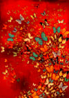 Lily Greenwood Signed Giclée Print - Butterflies on Red - A2 - Limited Edition