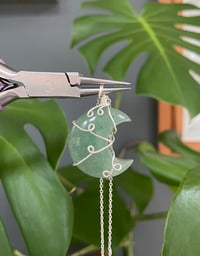 Image 1 of Green Aventurine Silver  Moon Necklace 
