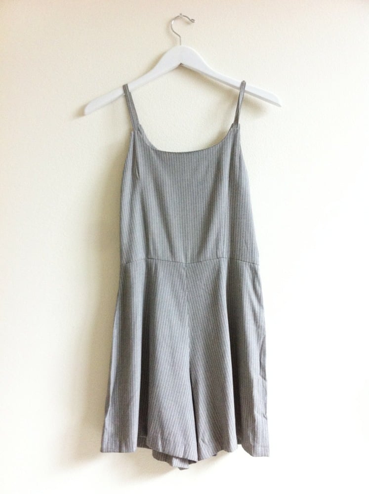 Image of Grey Pinstripped Romper