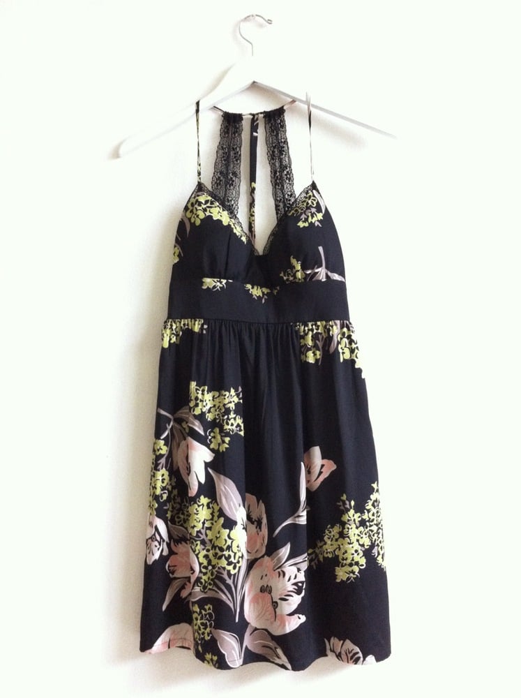 Image of Black Lace Rimmed Floral Dress